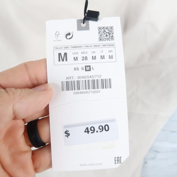 ZARA LIGHT GREY FAUX LEATHER SPAGHETTI STRAP MIDI DRESS SIZE MEDIUM NWT - Picture 5 of 13